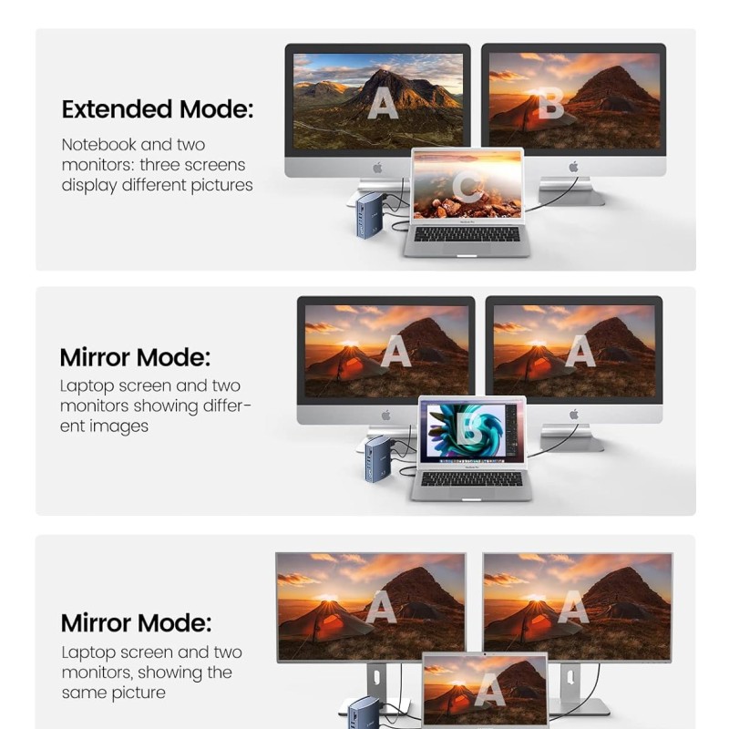 ORICO 15-in-1 USB C Triple Display Docking Station for MacBook Pro M1, Mac, Window with Dual 4K HDMI, 8 USB Ports, Display Port, 100W PD, RJ45, 3.5mm Audio, TF/SD Extended Display for macOS CDH-15N ORICO 15-in-1 USB C Triple Display Docking Station for MacBook Pro M1, Mac, Window with Dual 4K HDMI, 8 USB Ports, Display Port, 100W PD, RJ45, 3.5mm Audio, TF/SD Extended Display for macOS CDH-15N