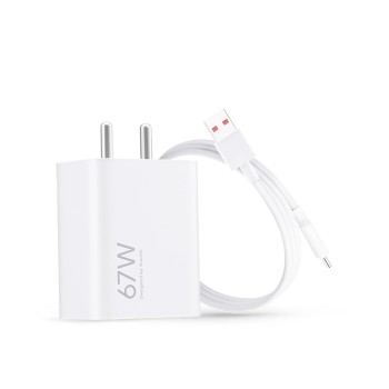 Mi Xiaomi Original 67W Fast Charger Combo/Rapid Charging with Qualcomm Quick Charge 3.0. Includes USB Type-C 6A Fast Charge Cable. Compatable with mobiles, laptops, and Power Banks (White)