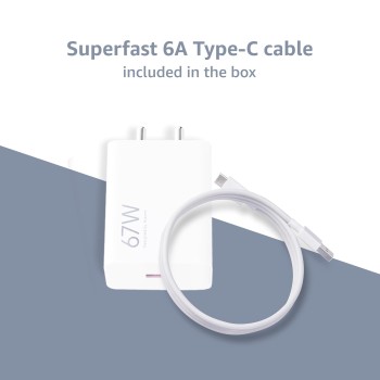 Mi Xiaomi Original 67W Fast Charger Combo/Rapid Charging with Qualcomm Quick Charge 3.0. Includes USB Type-C 6A Fast Charge Cable. Compatable with mobiles, laptops, and Power Banks (White) Mi Xiaomi Original 67W Fast Charger Combo/Rapid Charging with Qualcomm Quick Charge 3.0. Includes USB Type-C 6A Fast Charge Cable. Compatable with mobiles, laptops, and Power Banks (White)