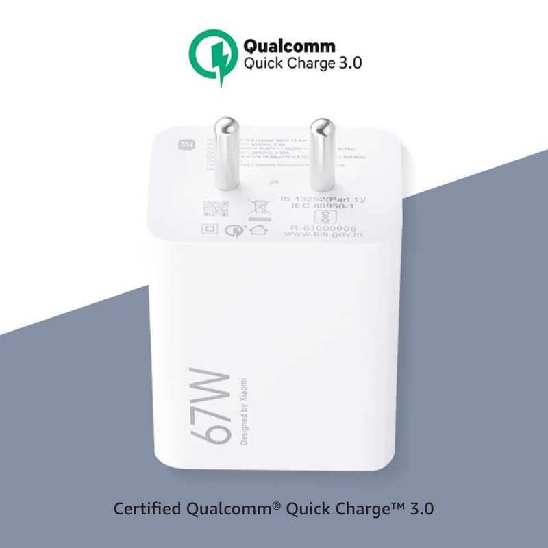 Mi Xiaomi Original 67W Fast Charger Combo/Rapid Charging with Qualcomm Quick Charge 3.0. Includes USB Type-C 6A Fast Charge Cable. Compatable with mobiles, laptops, and Power Banks (White) Mi Xiaomi Original 67W Fast Charger Combo/Rapid Charging with Qualcomm Quick Charge 3.0. Includes USB Type-C 6A Fast Charge Cable. Compatable with mobiles, laptops, and Power Banks (White)