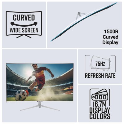 ZEBRONICS AC32FHD LED Monitor, 32 inch (81.28cm), 250 nits, 75hz, 1800R Curved wide screen, FHD, 1080p, Wall Mountable, VGA, HDMI, Ultra Slim Bezel, Metal stand, Built-in Speakers ZEBRONICS AC32FHD LED Monitor, 32 inch (81.28cm), 250 nits, 75hz, 1800R Curved wide screen, FHD, 1080p, Wall Mountable, VGA, HDMI, Ultra Slim Bezel, Metal stand, Built-in Speakers