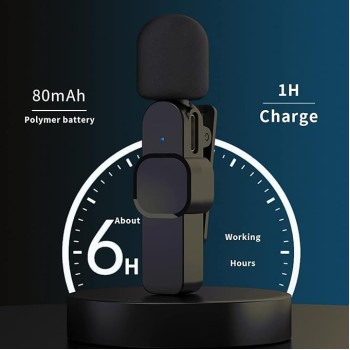 Careflection 2 in 1 K8 Wireless Microphone, Digital Mini Portable Recording Clip Mic with Receiver for All Type-C Lightning Mobile Phones Camera Laptop for Vlogging YouTube Online Class, Zoom Call