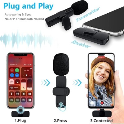 Careflection 2 in 1 K8 Wireless Microphone, Digital Mini Portable Recording Clip Mic with Receiver for All Type-C Lightning Mobile Phones Camera Laptop for Vlogging YouTube Online Class, Zoom Call Careflection 2 in 1 K8 Wireless Microphone, Digital Mini Portable Recording Clip Mic with Receiver for All Type-C Lightning Mobile Phones Camera Laptop for Vlogging YouTube Online Class, Zoom Call