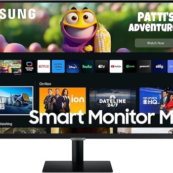 Samsung 27-inch(68.58cm) M5 FHD Smart Monitor, Mouse & Keyboard Control, Smart TV apps, IoT Hub, Office 365, Apple Airplay, Dex, Speakers, Remote, Bluetooth (LS27CM500EWXXL, Black)