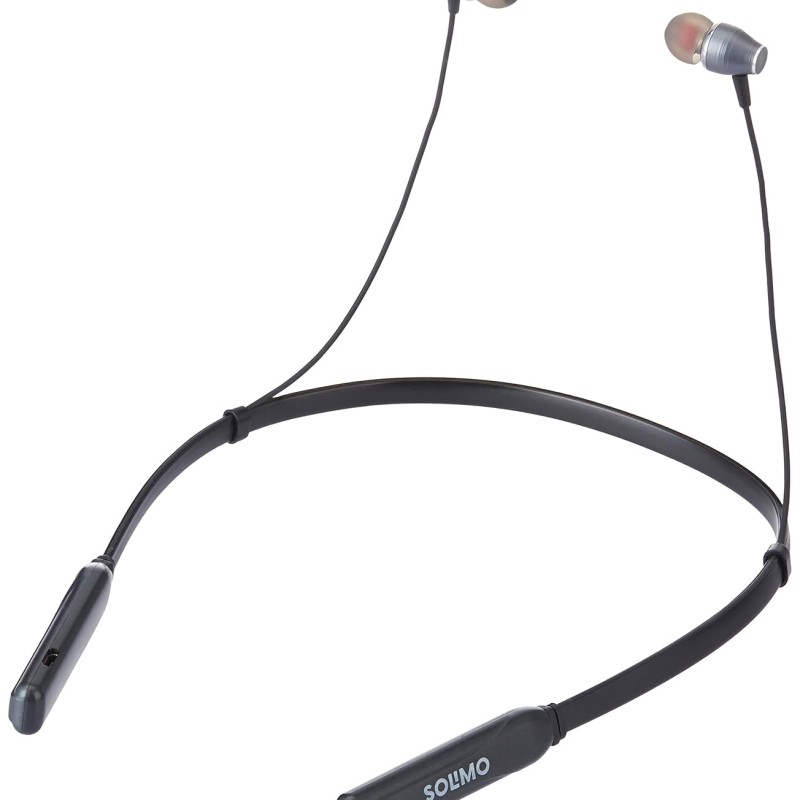 Amazon Brand - Solimo Wireless Bluetooth 5.0 in Ear Neckband,with Upto 15 Hours Playtime, Lightweight and deep bass,Fast Charge, Voice Assistant and with Mic (Grey Black) Amazon Brand - Solimo Wireless Bluetooth 5.0 in Ear Neckband,with Upto 15 Hours Playtime, Lightweight and deep bass,Fast Charge, Voice Assistant and with Mic (Grey Black)