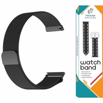 Techvor 22mm Stainless Steel Adjustable Magnetic Strap Band Compatible for Realme Watch S/Realme Watch S Pro (Black)