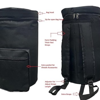 GT Manufacture Professional Dholak with Glassy Black Finish With Multi Feature Bag GT Manufacture Professional Dholak with Glassy Black Finish With Multi Feature Bag