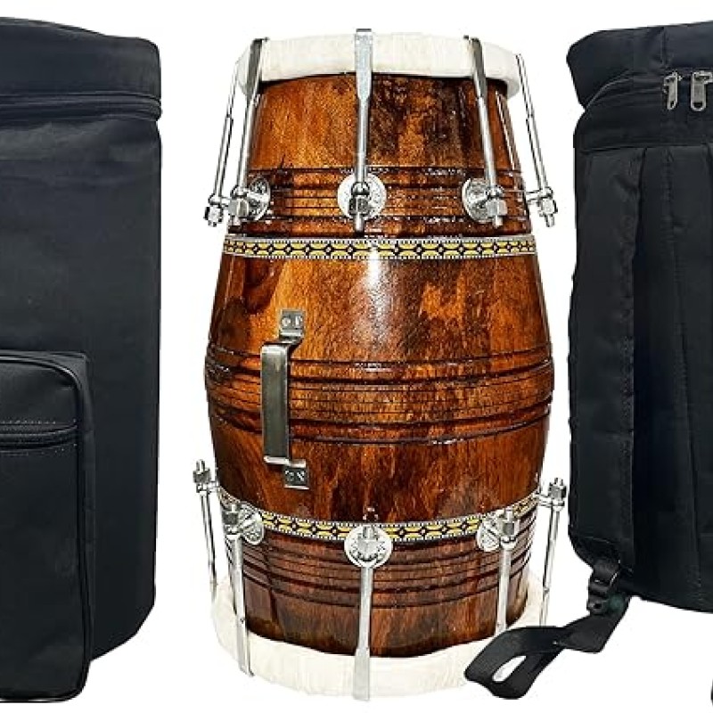 Gt Manufacturers Professional Bhajan Kirtan Dholak With Brown Glassy Glass Transparent Polish Wild Goat Skin Made Ring Fitting By Nut&Bold On Both Side By Gt Manufacturers Professional Bhajan Kirtan Dholak With Brown Glassy Glass Transparent Polish Wild Goat Skin Made Ring Fitting By Nut&Bold On Both Side By