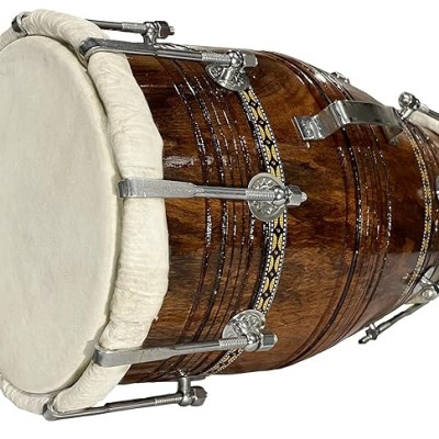 Gt Manufacturers Professional Bhajan Kirtan Dholak With Brown Glassy Glass Transparent Polish Wild Goat Skin Made Ring Fitting By Nut&Bold On Both Side By Gt Manufacturers Professional Bhajan Kirtan Dholak With Brown Glassy Glass Transparent Polish Wild Goat Skin Made Ring Fitting By Nut&Bold On Both Side By