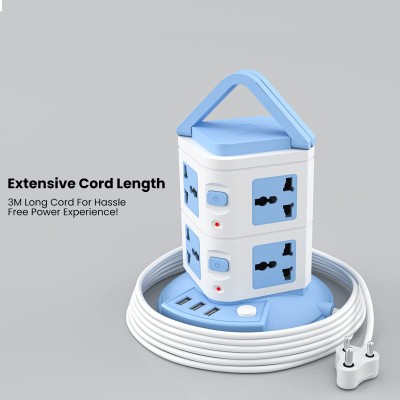 Portronics Power Plate 9 with 3 USB Ports + 8 Power Sockets Power Converter, 2500W Power Output, 2.1A USB Charging Port, 3M Cord Length(Blue) Portronics Power Plate 9 with 3 USB Ports + 8 Power Sockets Power Converter, 2500W Power Output, 2.1A USB Charging Port, 3M Cord Length(Blue)