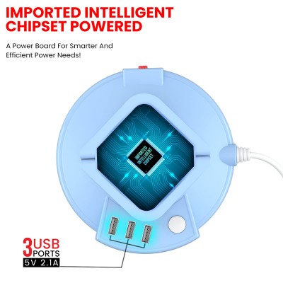 Portronics Power Plate 9 with 3 USB Ports + 8 Power Sockets Power Converter, 2500W Power Output, 2.1A USB Charging Port, 3M Cord Length(Blue) Portronics Power Plate 9 with 3 USB Ports + 8 Power Sockets Power Converter, 2500W Power Output, 2.1A USB Charging Port, 3M Cord Length(Blue)