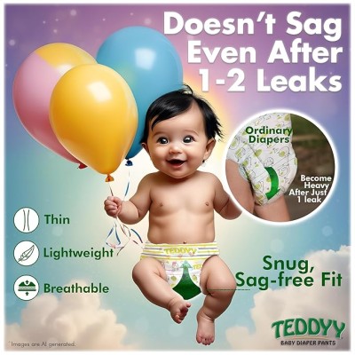 TEDDYY Baby Easy Pant Diapers Large 62 Count (Pack of 1), 9-14 kgs, 10 hrs Leak Protection, Anti - Bacterial TEDDYY Baby Easy Pant Diapers Large 62 Count (Pack of 1), 9-14 kgs, 10 hrs Leak Protection, Anti - Bacterial