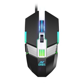 Ant Esports USB GM90 Wired Gaming Mouse with RGB, 6 Programmable Buttons, up to 3600 DPI Adjustable, Optical Gamer Gaming Mice with Multicolour LED Lights - Black