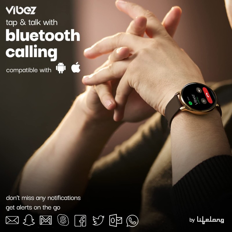 Vibez by Lifelong Smartwatch for Women with 2 Silicone Straps, Bluetooth Calling, HD Display, Multiple Watch Faces, Sports Modes, Health Tracking (VBSWW27,Emerald) Vibez by Lifelong Smartwatch for Women with 2 Silicone Straps, Bluetooth Calling, HD Display, Multiple Watch Faces, Sports Modes, Health Tracking (VBSWW27,Emerald)