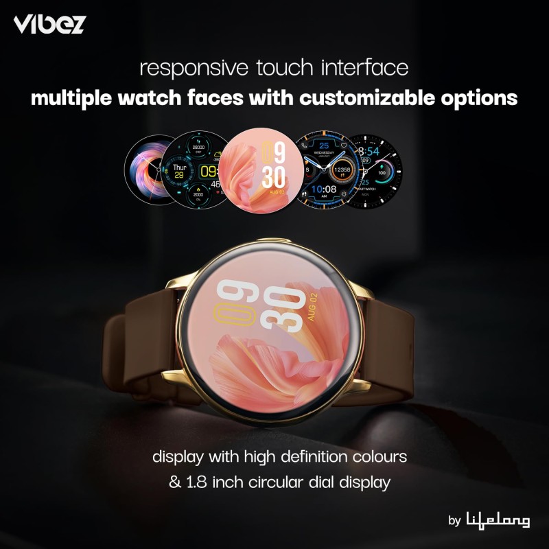 Vibez by Lifelong Smartwatch for Women with 2 Silicone Straps, Bluetooth Calling, HD Display, Multiple Watch Faces, Sports Modes, Health Tracking (VBSWW27,Emerald) Vibez by Lifelong Smartwatch for Women with 2 Silicone Straps, Bluetooth Calling, HD Display, Multiple Watch Faces, Sports Modes, Health Tracking (VBSWW27,Emerald)