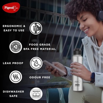 Pigeon Inox Hydra 900 ml Sipper (Pack of 3, Black, Steel/Chrome, Steel) Pigeon Inox Hydra 900 ml Sipper (Pack of 3, Black, Steel/Chrome, Steel)