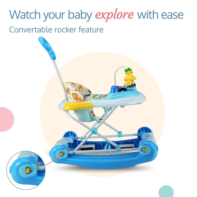 LuvLap Comfy 2-in-1 Baby Walker & Rocker with Parental Push Handle, Anti Fall, Anti Skid Mechanism, Height Adjustable with Light, Rattle & Musical Toys, Cushioned Walker for Baby 6-18months (Blue) LuvLap Comfy 2-in-1 Baby Walker & Rocker with Parental Push Handle, Anti Fall, Anti Skid Mechanism, Height Adjustable with Light, Rattle & Musical Toys, Cushioned Walker for Baby 6-18months (Blue)