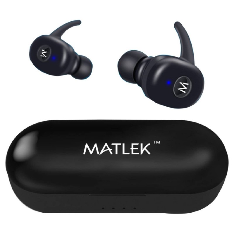 Matlek Bluetooth Earbuds | High Bass in Ear Earphones | 15 Hours Non Stop with Case Battery Headphones | Low Latency for Gaming Earbuds - Black Matlek Bluetooth Earbuds | High Bass in Ear Earphones | 15 Hours Non Stop with Case Battery Headphones | Low Latency for Gaming Earbuds - Black