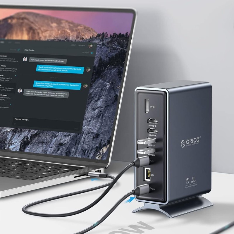 ORICO USB C Triple Display Docking Station for MacBook Pro M1, Mac, Window with Dual 4K HDMI, 8 USB Ports, Display Port, 100W PD, RJ45, 3.5mm Audio, TF/SD Extended Display for macOS ORICO USB C Triple Display Docking Station for MacBook Pro M1, Mac, Window with Dual 4K HDMI, 8 USB Ports, Display Port, 100W PD, RJ45, 3.5mm Audio, TF/SD Extended Display for macOS