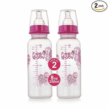 BeeBaby Basic Slim Neck Baby Feeding Bottle with Premium Anti Colic Silicone Nipple for New Born/Infant/Toddler/Babies, 100% BPA Free ((Pack of 2) 250 ML, Pink)