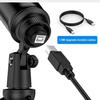 CEZO USB Microphone Condenser Microphnoe with Tripod Stand, USB Cable and Input Volume Control Knob, Cardioid Studio for Recording Streaming and YouTube Videos CompatibleWith PC & Laptop