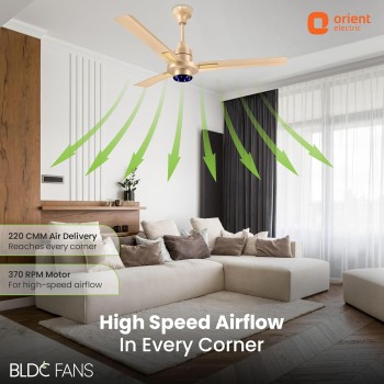 Orient Electric’s 1200mm I Tome Plus| BLDC energy saving ceiling fan | BEE 5-star rated | Ceiling fan with LED lights | Saves up to 50% on electricity bills | 3-year warranty | Topaz Gold, pack of 1 Orient Electric’s 1200mm I Tome Plus| BLDC energy saving ceiling fan | BEE 5-star rated | Ceiling fan with LED lights | Saves up to 50% on electricity bills | 3-year warranty | Topaz Gold, pack of 1
