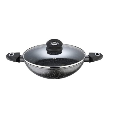 Bergner Orion NonStick 28 cm Kadai, Glass Lid, 3.3 L Capacity, 100% Recyclable, for Deep Fry/Stir-Fry/Curry, Textured Soft Touch Handles, Granite Finish, Induction Bottom, 1-Year Warranty by Bergner Bergner Orion NonStick 28 cm Kadai, Glass Lid, 3.3 L Capacity, 100% Recyclable, for Deep Fry/Stir-Fry/Curry, Textured Soft Touch Handles, Granite Finish, Induction Bottom, 1-Year Warranty by Bergner
