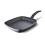Bergner Orion NonStick 28 cm Grill Pan/Griddle, 100% Recyclable, for Low Oil Tikkas/Kebabs/Sandwiches/Stovetop Babeque, Textured Soft Touch Handle, Granite Finish, Induction & Gas Ready