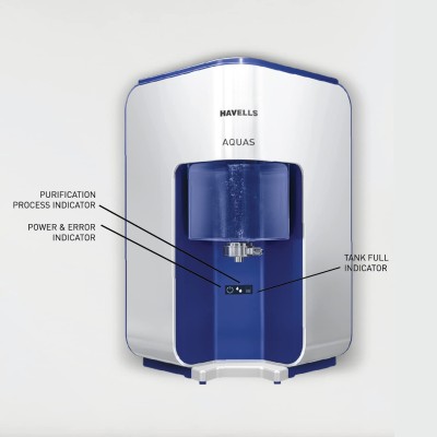 Havells AQUAS Water Purifier (White and Blue), RO+UF, Copper+Zinc+Minerals, 5 stage Purification, 7L Tank, Suitable for Borwell, Tanker & Municipal Water Havells AQUAS Water Purifier (White and Blue), RO+UF, Copper+Zinc+Minerals, 5 stage Purification, 7L Tank, Suitable for Borwell, Tanker & Municipal Water