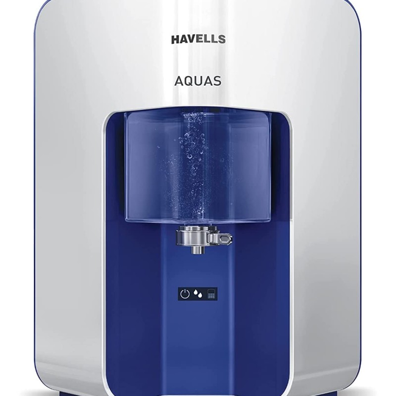 Havells AQUAS Water Purifier (White and Blue), RO+UF, Copper+Zinc+Minerals, 5 stage Purification, 7L Tank, Suitable for Borwell, Tanker & Municipal Water Havells AQUAS Water Purifier (White and Blue), RO+UF, Copper+Zinc+Minerals, 5 stage Purification, 7L Tank, Suitable for Borwell, Tanker & Municipal Water