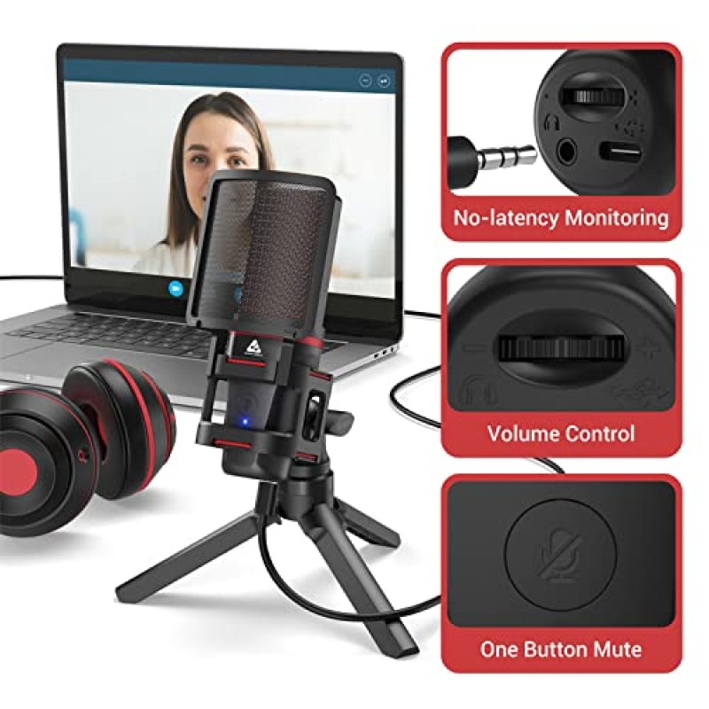 Audio Array AM-C6 USB Plug & Play Condenser Microphone Kit | with pop-Filter & Shock Mount | 3.5 mm No Latency Monitoring, Volume Control & Mute Button | Gaming, Podcasting & Streaming Audio Array AM-C6 USB Plug & Play Condenser Microphone Kit | with pop-Filter & Shock Mount | 3.5 mm No Latency Monitoring, Volume Control & Mute Button | Gaming, Podcasting & Streaming