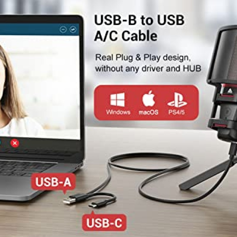 Audio Array AM-C6 USB Plug & Play Condenser Microphone Kit | with pop-Filter & Shock Mount | 3.5 mm No Latency Monitoring, Volume Control & Mute Button | Gaming, Podcasting & Streaming Audio Array AM-C6 USB Plug & Play Condenser Microphone Kit | with pop-Filter & Shock Mount | 3.5 mm No Latency Monitoring, Volume Control & Mute Button | Gaming, Podcasting & Streaming