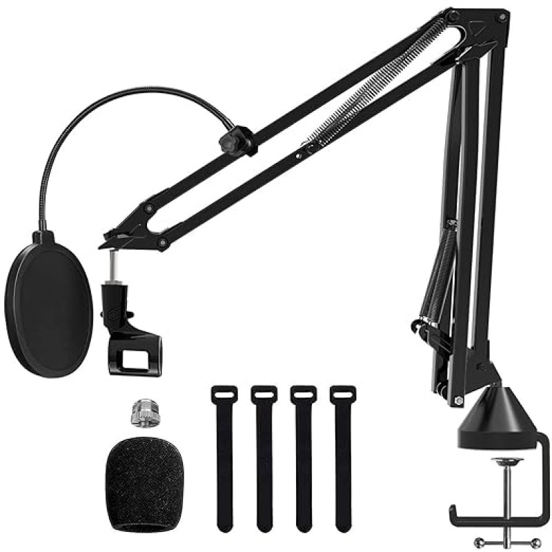 Audio Array AA-01 Suspension Boom Scissor Microphone Stand | Double Layer Mesh Pop Filter | Sturdy Boom Arm with 1.8kg Capacity | 5/8" to 3/8" Screw Adapter | Mic Holder | Mic Foam Cover | Cable Ties Audio Array AA-01 Suspension Boom Scissor Microphone Stand | Double Layer Mesh Pop Filter | Sturdy Boom Arm with 1.8kg Capacity | 5/8" to 3/8" Screw Adapter | Mic Holder | Mic Foam Cover | Cable Ties