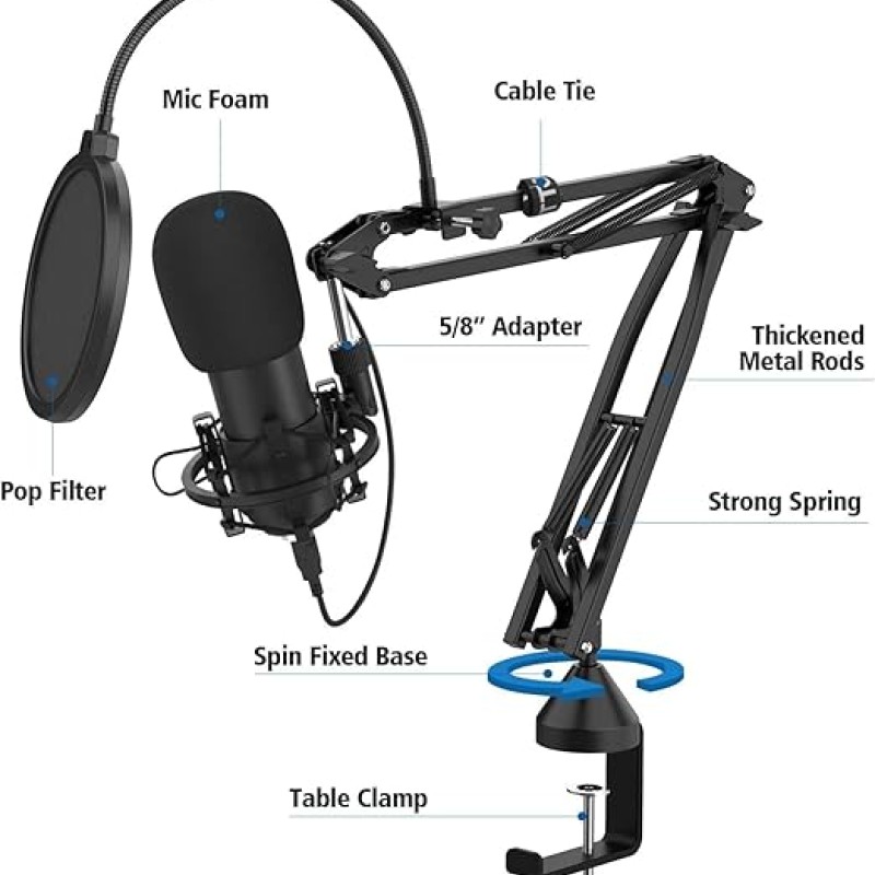 Audio Array AA-01 Suspension Boom Scissor Microphone Stand | Double Layer Mesh Pop Filter | Sturdy Boom Arm with 1.8kg Capacity | 5/8" to 3/8" Screw Adapter | Mic Holder | Mic Foam Cover | Cable Ties Audio Array AA-01 Suspension Boom Scissor Microphone Stand | Double Layer Mesh Pop Filter | Sturdy Boom Arm with 1.8kg Capacity | 5/8" to 3/8" Screw Adapter | Mic Holder | Mic Foam Cover | Cable Ties