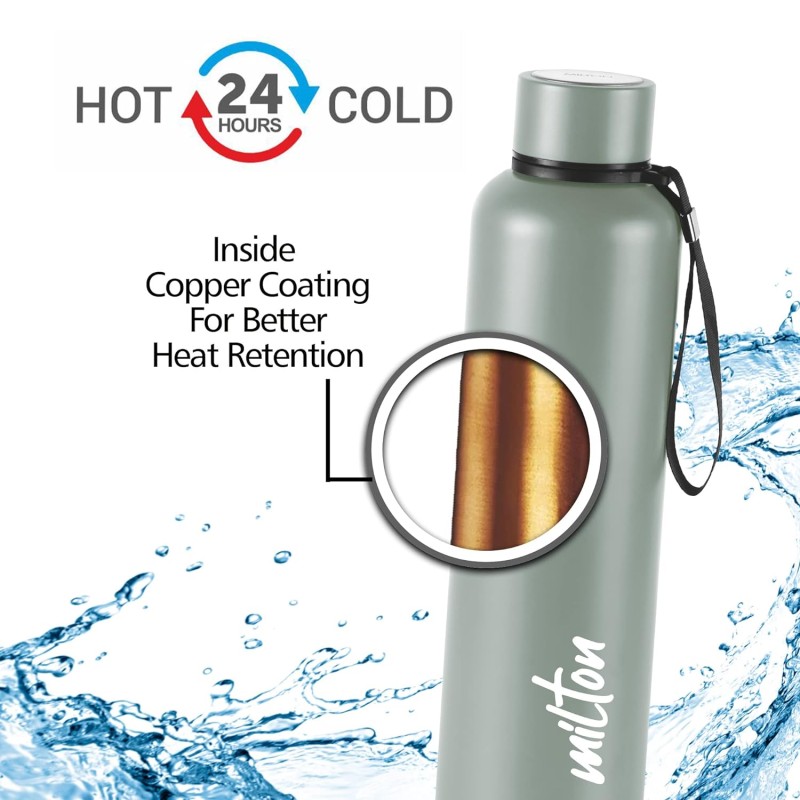 Milton Aura 1000 Thermosteel Bottle, 1050 ml Water Bottles, 24 Hours Hot and Cold, Easy to Carry, Easy Grip, Rust Proof, Tea, Coffee, Office, Travel Bottle, Grey Milton Aura 1000 Thermosteel Bottle, 1050 ml Water Bottles, 24 Hours Hot and Cold, Easy to Carry, Easy Grip, Rust Proof, Tea, Coffee, Office, Travel Bottle, Grey