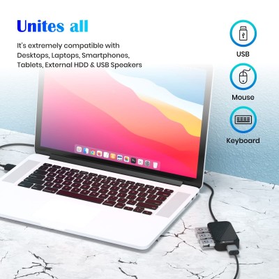 Portronics Mport 4D USB Hub (4-in-1), Multiport USB Dock with Long Cable and up to 480 Mbps High Data Transfer Speed (Black) Portronics Mport 4D USB Hub (4-in-1), Multiport USB Dock with Long Cable and up to 480 Mbps High Data Transfer Speed (Black)