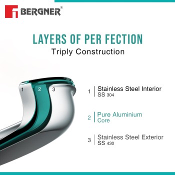 Bergner Tripro Triply 24cm (3.1 L) Chinese Wok, for Stir-Fry/Sauté/Noodles/Fried Rice/Shallow Fry/Curry, Heat Resistant Handle, Induction Bottom and Gas Stove Ready (5-Year Warranty by Bergner) Bergner Tripro Triply 24cm (3.1 L) Chinese Wok, for Stir-Fry/Sauté/Noodles/Fried Rice/Shallow Fry/Curry, Heat Resistant Handle, Induction Bottom and Gas Stove Ready (5-Year Warranty by Bergner)