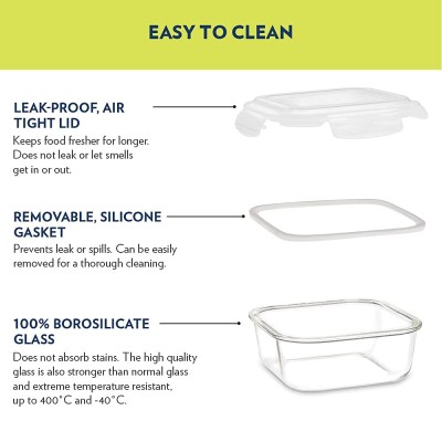 Borosil Ace Borosilicate Glass Lunch Boxes Set of 2 (320 ml Each) with Lunch Bag, Square, Horizontal, Lunchboxes for Office & College, Microwave Safe, Leak Proof (Transparent, Green) Borosil Ace Borosilicate Glass Lunch Boxes Set of 2 (320 ml Each) with Lunch Bag, Square, Horizontal, Lunchboxes for Office & College, Microwave Safe, Leak Proof (Transparent, Green)
