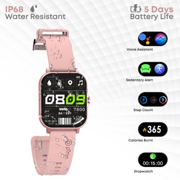 pTron Newly Launched Force X10 Bluetooth Calling Smartwatch with 1.7" Full Touch Color Display, Real Heart Rate Monitor, SpO2, Watch Faces, 5 Days Runtime, Fitness Trackers & IP68 Waterproof (Pink) pTron Newly Launched Force X10 Bluetooth Calling Smartwatch with 1.7" Full Touch Color Display, Real Heart Rate Monitor, SpO2, Watch Faces, 5 Days Runtime, Fitness Trackers & IP68 Waterproof (Pink)