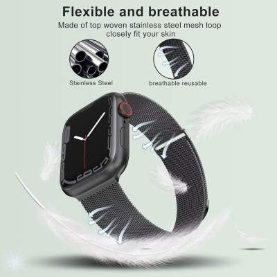 VEMIGON for Apple Watch Band Series 10 46mm, Series 9/8/7/6/5/4/3/2/1/SE/Ultra 42mm 44mm 45mm 49mm, Stainless Steel Mesh Loop Magnetic Clasp Replacement Strap for iWatch(Watch Not Included) Black VEMIGON for Apple Watch Band Series 10 46mm, Series 9/8/7/6/5/4/3/2/1/SE/Ultra 42mm 44mm 45mm 49mm, Stainless Steel Mesh Loop Magnetic Clasp Replacement Strap for iWatch(Watch Not Included) Black