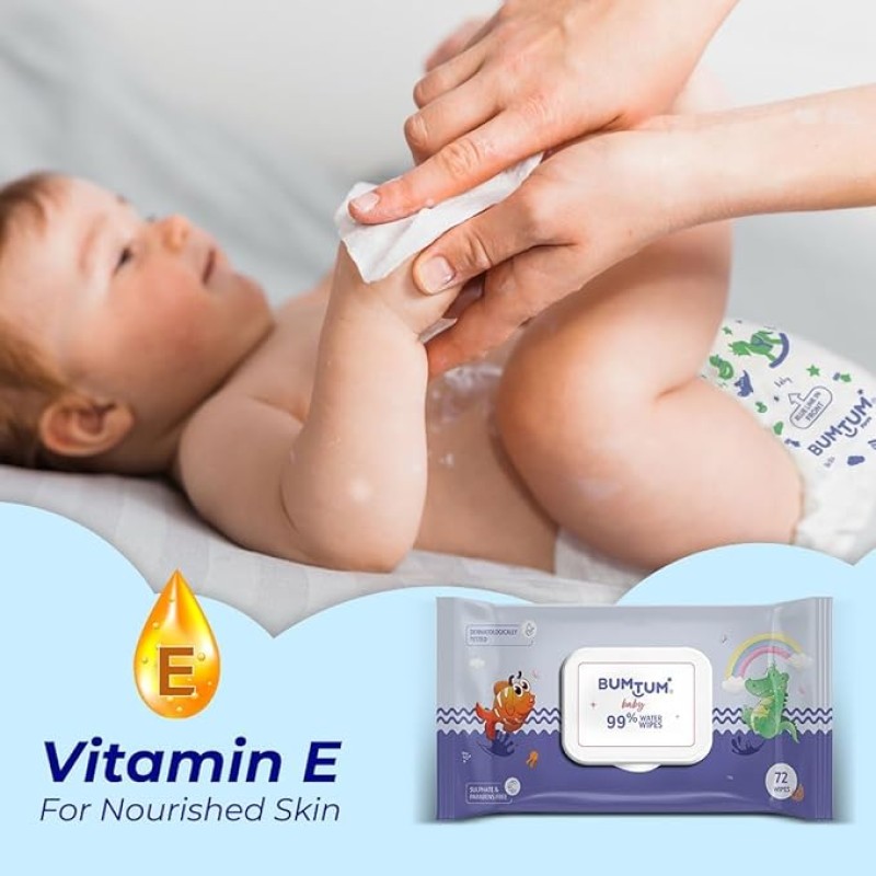 Bumtum Baby Gentle 99% Pure Water Soft Moisturizing Wet Wipes With Lid | Aloe Vera & Chamomile Extracts | Paraben & Sulfate Free (Pack of 6, 72 Pcs. Per Pack) Bumtum Baby Gentle 99% Pure Water Soft Moisturizing Wet Wipes With Lid | Aloe Vera & Chamomile Extracts | Paraben & Sulfate Free (Pack of 6, 72 Pcs. Per Pack)