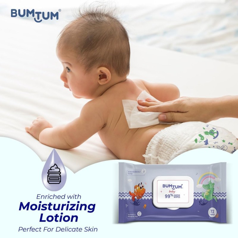 Bumtum Baby Gentle 99% Pure Water Soft Moisturizing Wet Wipes With Lid | Aloe Vera & Chamomile Extracts | Paraben & Sulfate Free (Pack of 6, 72 Pcs. Per Pack) Bumtum Baby Gentle 99% Pure Water Soft Moisturizing Wet Wipes With Lid | Aloe Vera & Chamomile Extracts | Paraben & Sulfate Free (Pack of 6, 72 Pcs. Per Pack)