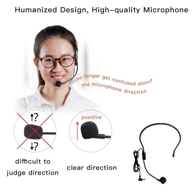 ZORBES® Voice-Amplifier Microphone Headset Set - 2200 mAh, Support TF Card/Flash Drive, with Strap Belt, Portable Voice Amplifier for Teachers ZORBES® Voice-Amplifier Microphone Headset Set - 2200 mAh, Support TF Card/Flash Drive, with Strap Belt, Portable Voice Amplifier for Teachers