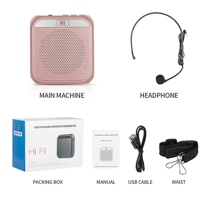 ZORBES® Voice-Amplifier Microphone Headset Set - 2200 mAh, Support TF Card/Flash Drive, with Strap Belt, Portable Voice Amplifier for Teachers ZORBES® Voice-Amplifier Microphone Headset Set - 2200 mAh, Support TF Card/Flash Drive, with Strap Belt, Portable Voice Amplifier for Teachers