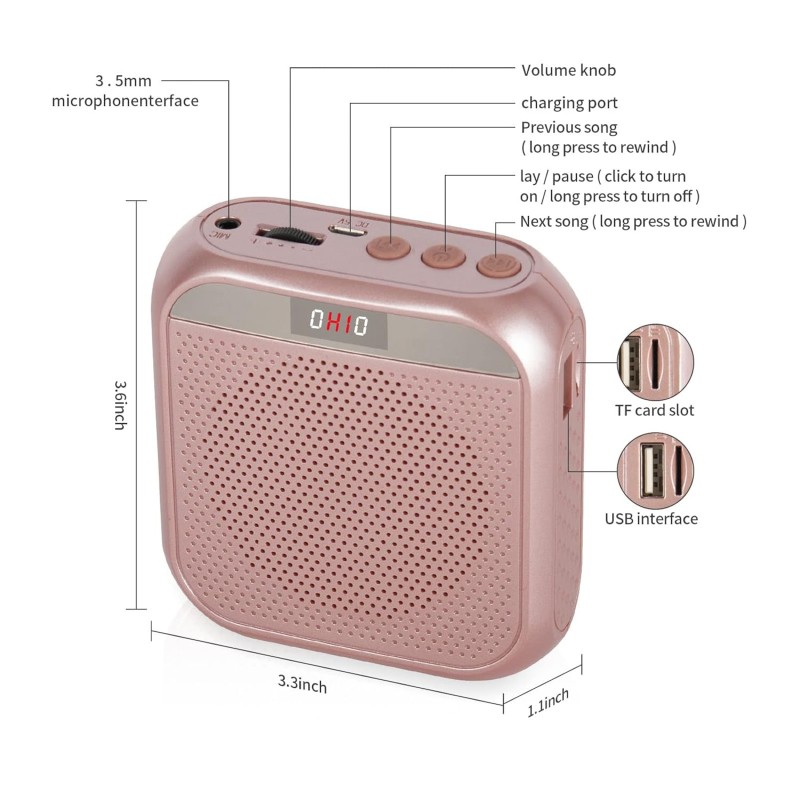 ZORBES® Voice-Amplifier Microphone Headset Set - 2200 mAh, Support TF Card/Flash Drive, with Strap Belt, Portable Voice Amplifier for Teachers ZORBES® Voice-Amplifier Microphone Headset Set - 2200 mAh, Support TF Card/Flash Drive, with Strap Belt, Portable Voice Amplifier for Teachers