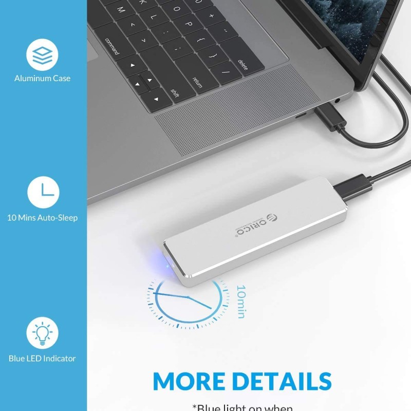 ORICO Mini M.2 NVME SSD Enclosure Push-Open Aluminum NVME External Hard Drive Case USB3.1 Gen2 Type-C up to 2TB [SSD NOT Included]