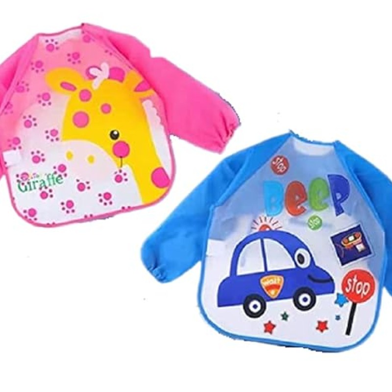 BabyGo Washable 2 Pcs Long Sleeve Bibs, Waterproof Baby Bibs, Toddler Sleeved Bib, Baby Smock for Eating Feeding, 6-24 Months (Multicolor) BabyGo Washable 2 Pcs Long Sleeve Bibs, Waterproof Baby Bibs, Toddler Sleeved Bib, Baby Smock for Eating Feeding, 6-24 Months (Multicolor)
