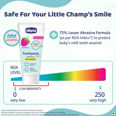 Chicco Toothpaste for Kids (1y-6y), Strawberry Flavour, 50g | Fluoride-Free | Removes Plaque, Helps Prevent Cavities Chicco Toothpaste for Kids (1y-6y), Strawberry Flavour, 50g | Fluoride-Free | Removes Plaque, Helps Prevent Cavities