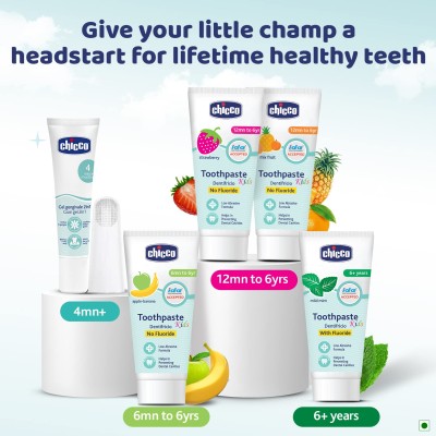 Chicco Toothpaste for Kids (1y-6y), Strawberry Flavour, 50g | Fluoride-Free | Removes Plaque, Helps Prevent Cavities Chicco Toothpaste for Kids (1y-6y), Strawberry Flavour, 50g | Fluoride-Free | Removes Plaque, Helps Prevent Cavities