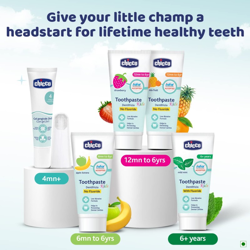 Chicco Toothpaste for Kids (1y-6y), Strawberry Flavour, 50g | Fluoride-Free | Removes Plaque, Helps Prevent Cavities Chicco Toothpaste for Kids (1y-6y), Strawberry Flavour, 50g | Fluoride-Free | Removes Plaque, Helps Prevent Cavities
